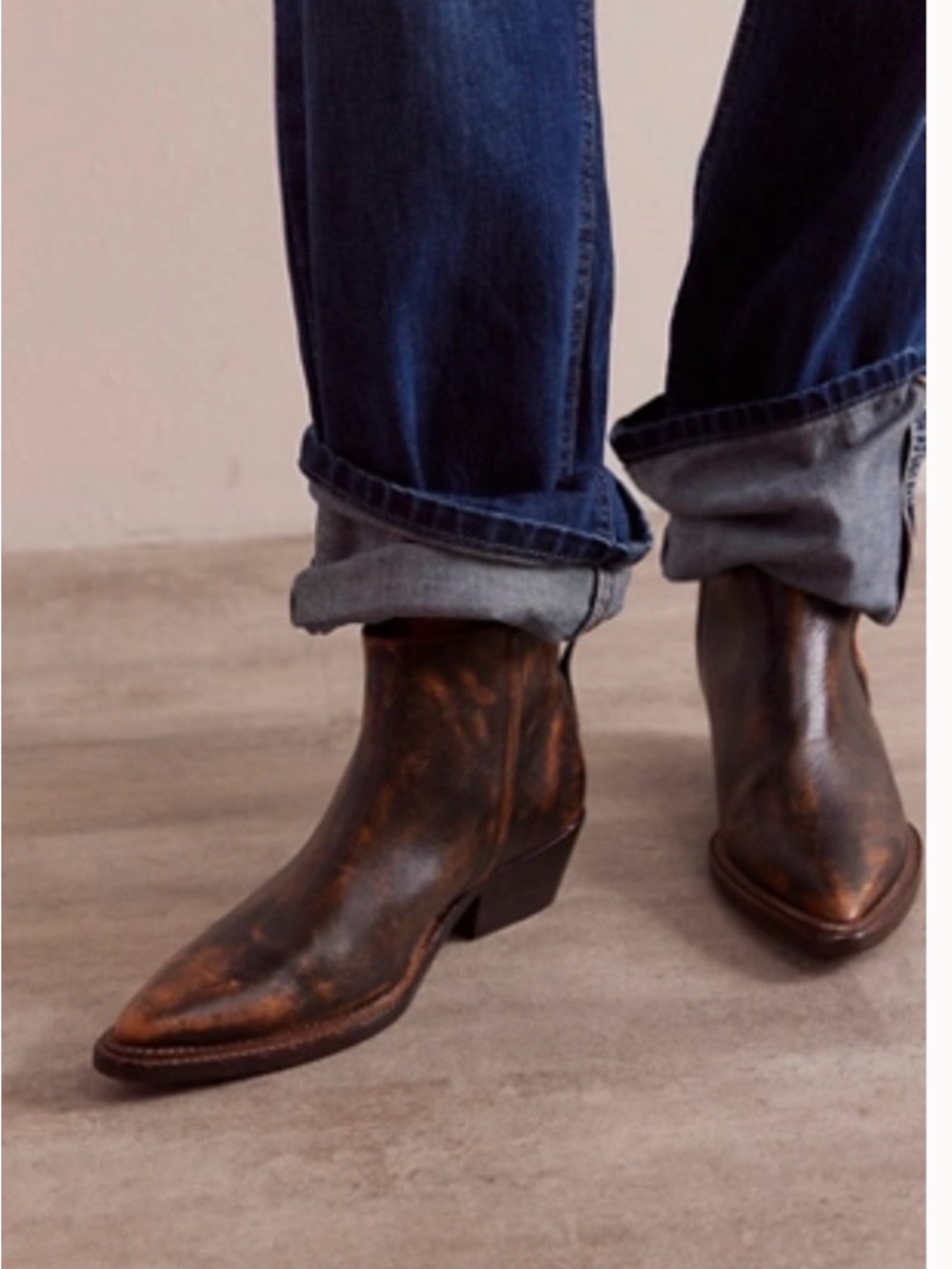 We The Free Atwater Pointed Boots Brown Leather Western Ankle Size 7.5